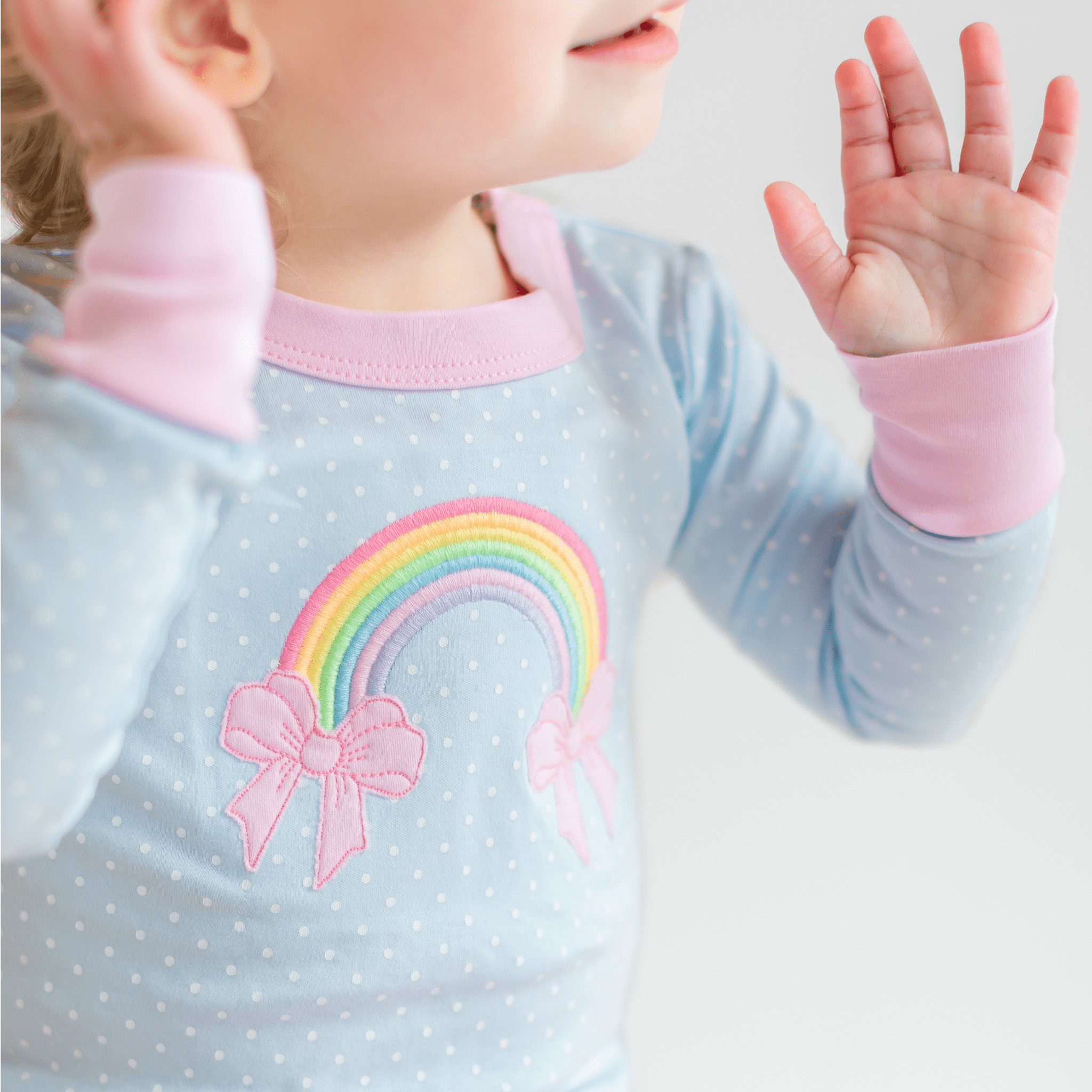 Rainbow Wishes Applique Long Pajamas - Magnolia BabyLong Pajamas
