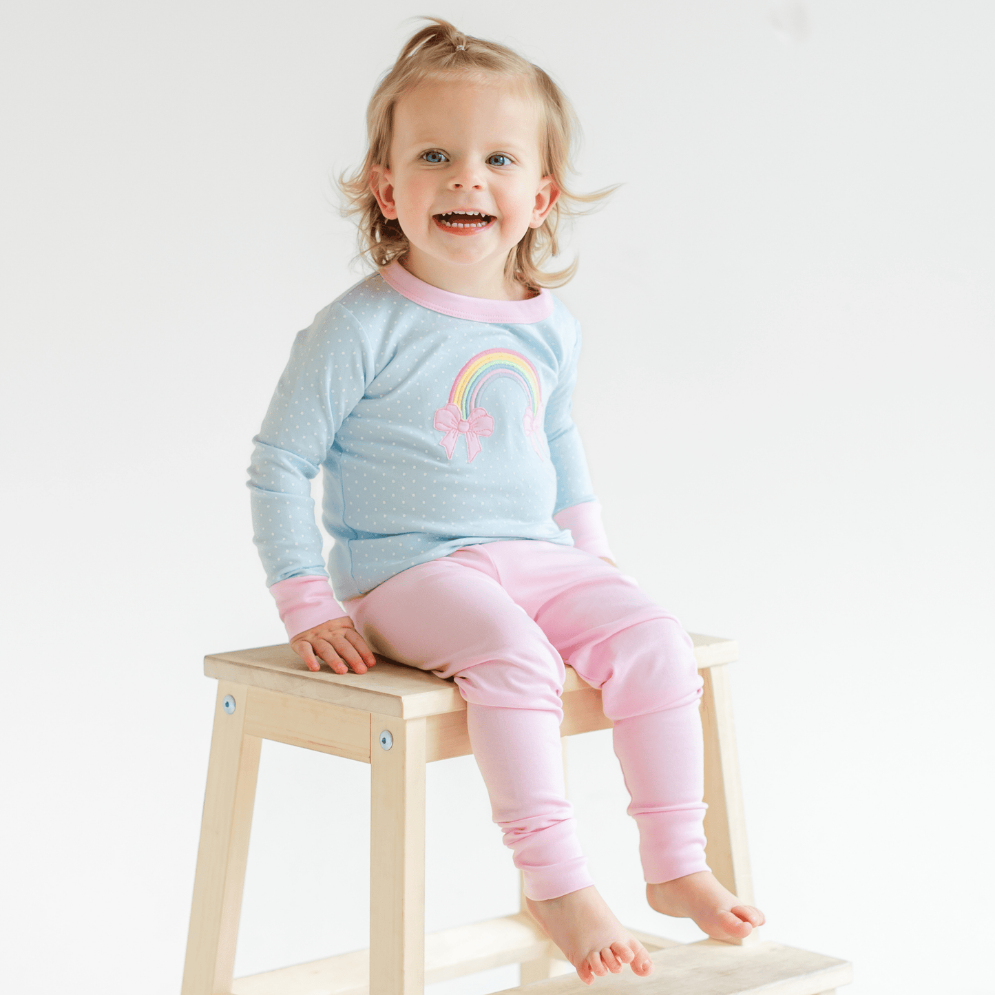 Rainbow Wishes Applique Long Pajamas - Magnolia BabyLong Pajamas