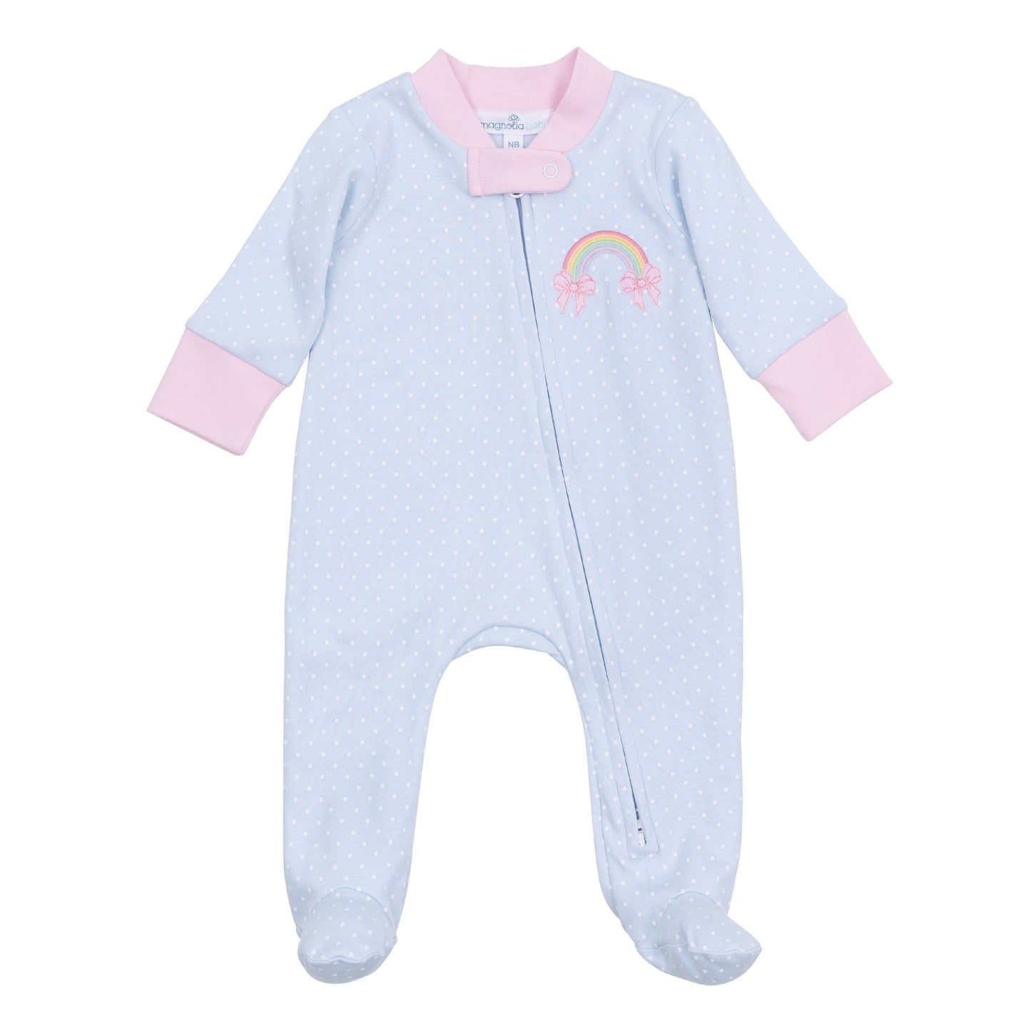 Rainbow Wishes Applique Zip Footie - Magnolia BabyFootie