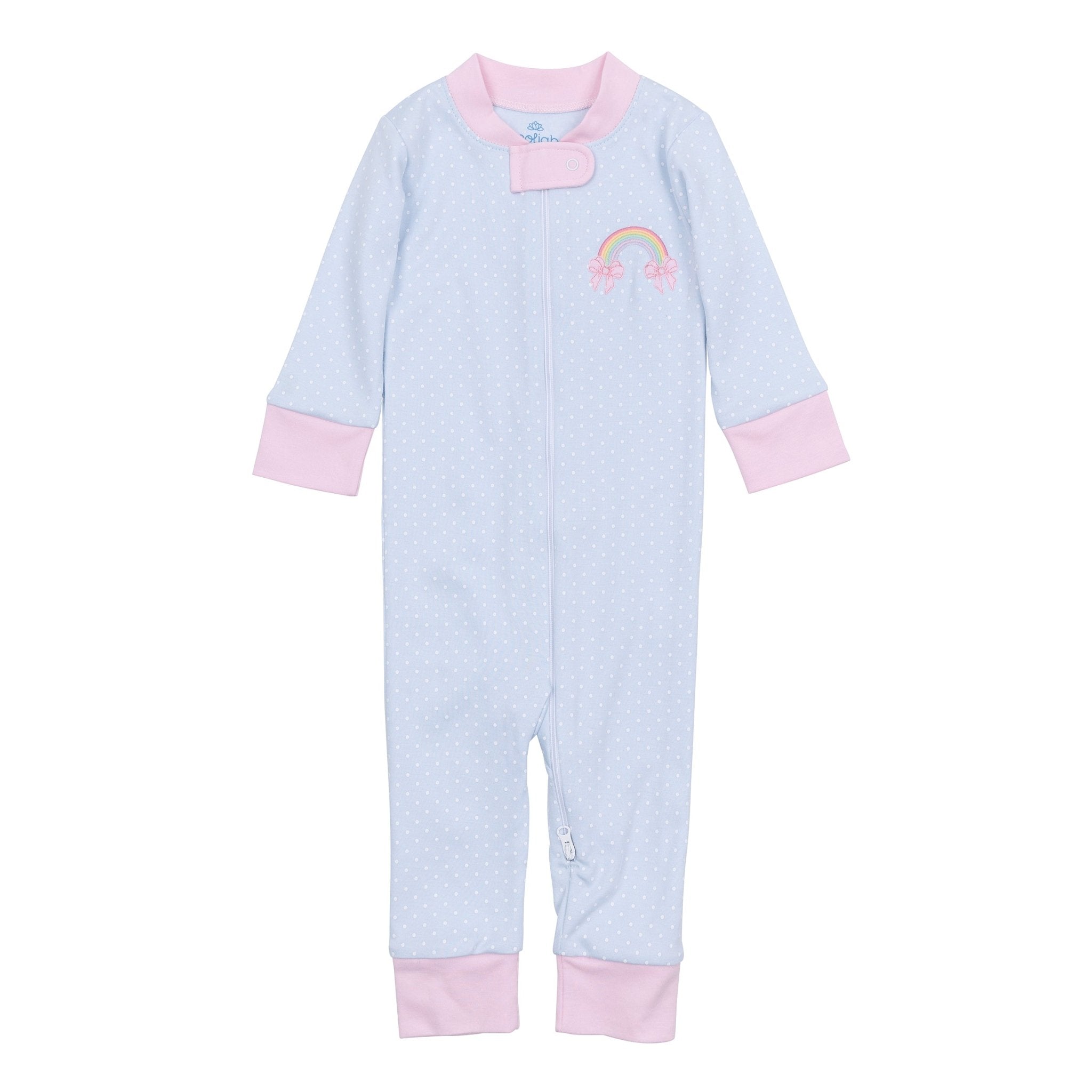 Rainbow Wishes Applique Zip Pajamas - Magnolia BabyZipper Pajamas