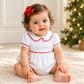 Essentials Collared Ruffle Short Sleeve Girl Bubble - White with Red