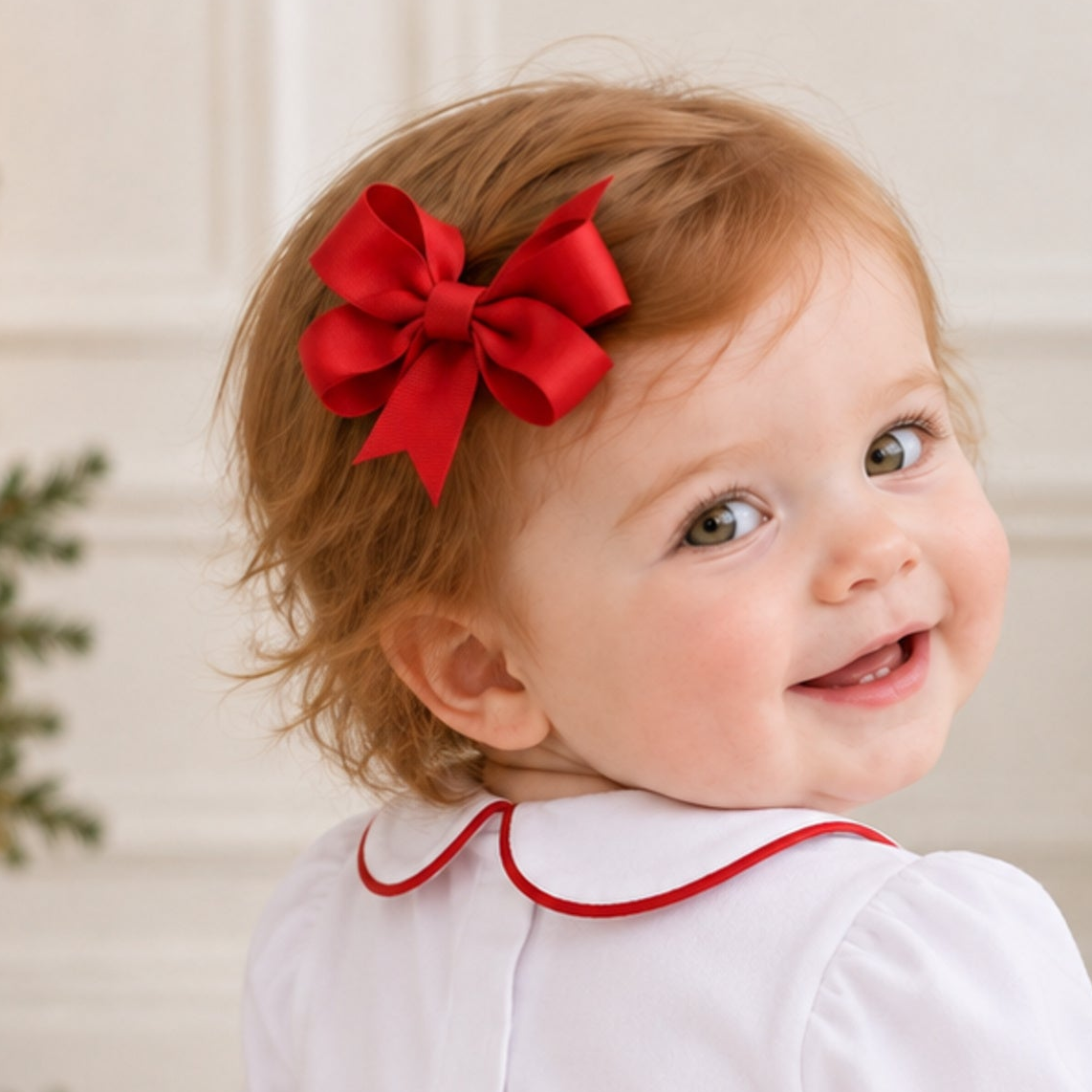 Baby Girl Classic Grosgrain Bow - Red - 2 Inch