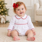 Essentials Collared Ruffle Long Sleeve Girl Bubble - White with Red