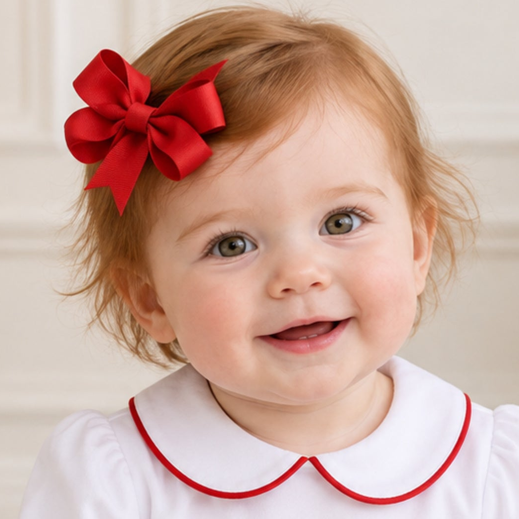 Baby Girl Classic Grosgrain Bow - Red - 2 Inch
