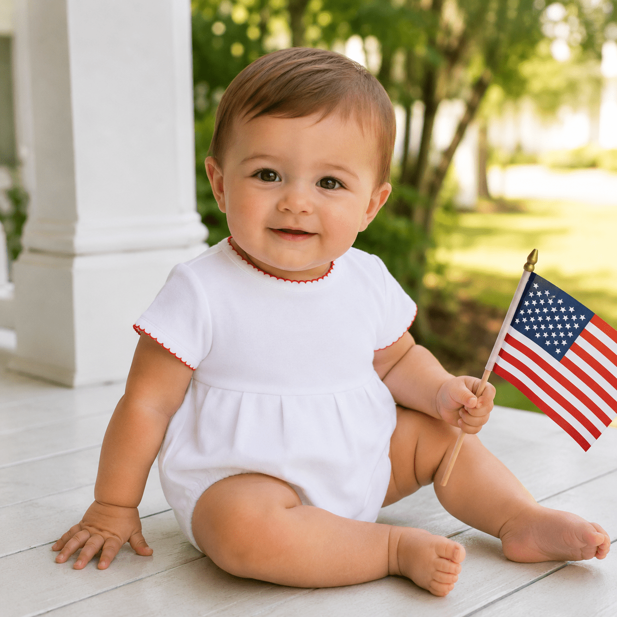 Red and White Essentials Baby Boy Short Sleeve Bubble - Magnolia BabyBubble