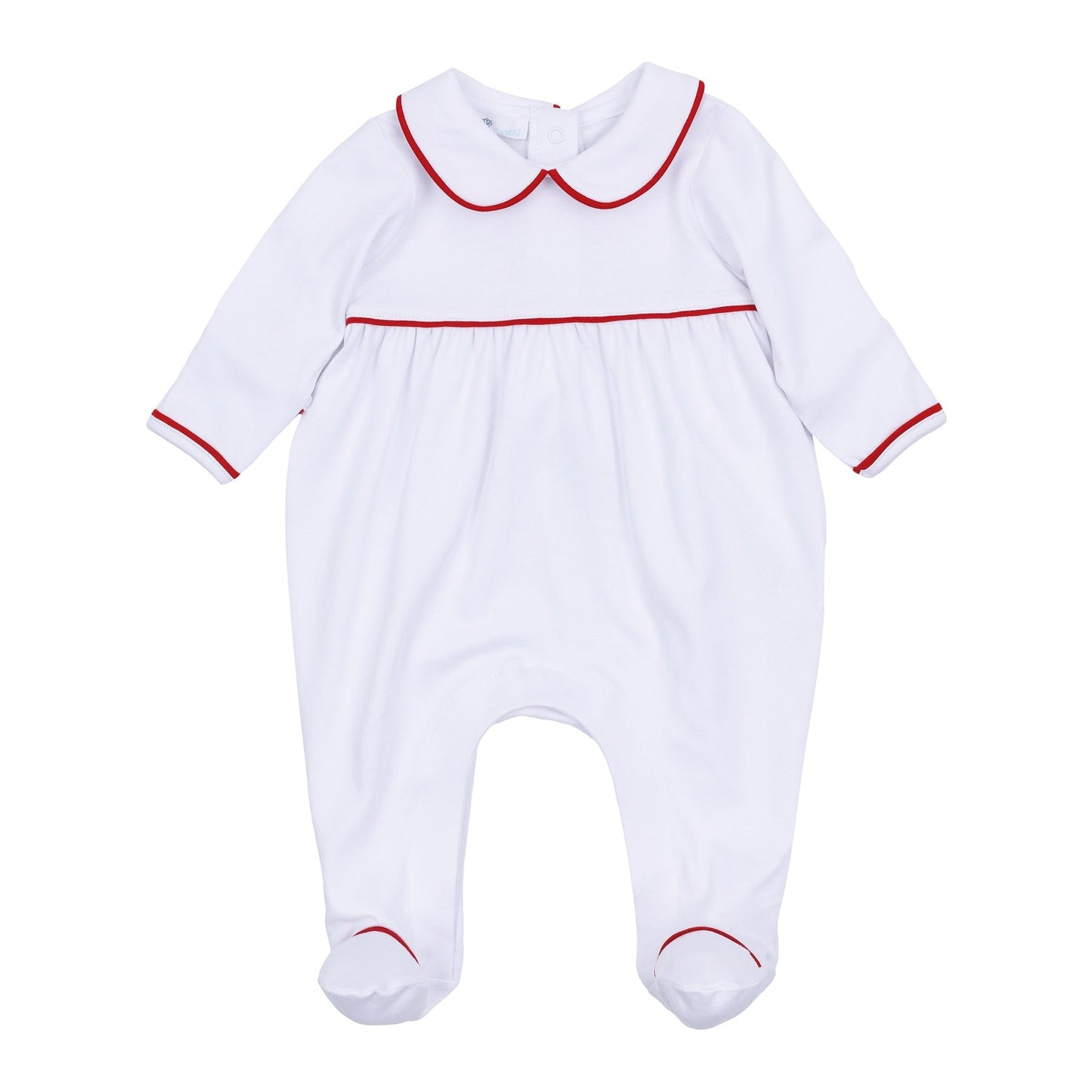 Red and White Essentials Collared Girl Footie - Magnolia BabyFootie