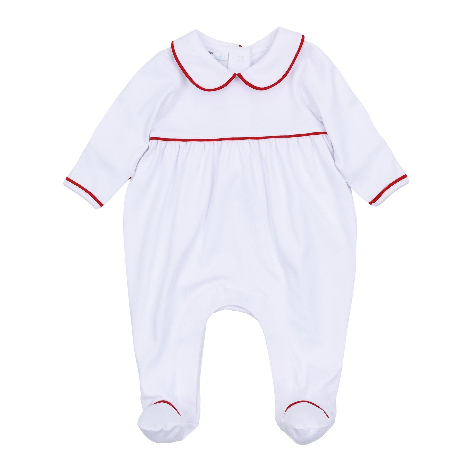 Red and White Essentials Collared Girl Footie - Magnolia BabyFootie