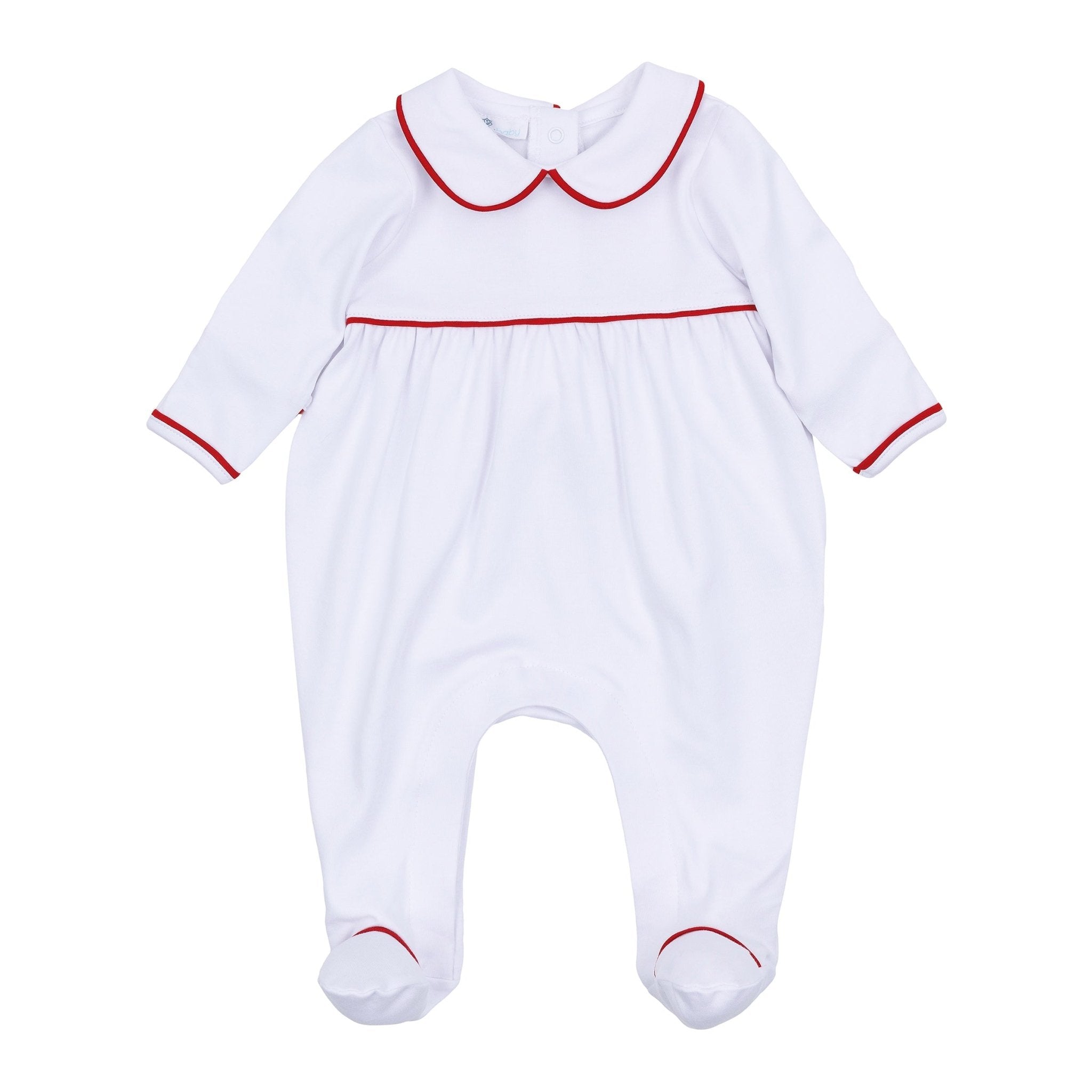 Red and White Essentials Collared Girl Footie - Magnolia BabyFootie