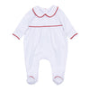 Red and White Essentials Collared Girl Footie - Magnolia BabyFootie