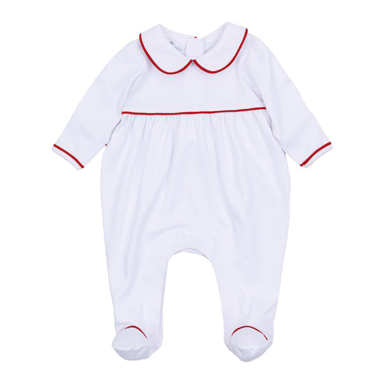 Red and White Essentials Collared Girl Footie - Magnolia BabyFootie