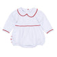 Red and White Essentials Collared Ruffle Long Sleeve Bubble - Magnolia BabyBubble