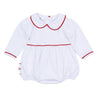 Red and White Essentials Collared Ruffle Long Sleeve Bubble - Magnolia BabyBubble