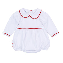  Red and White Essentials Collared Ruffle Long Sleeve Bubble - Magnolia BabyBubble
