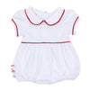 Red and White Essentials Collared Ruffle Short Sleeve Bubble - Magnolia BabyBubble