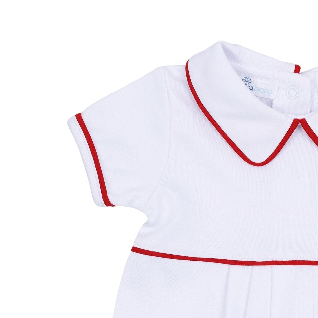 Essentials Collared Short Sleeve Boy Bubble - White and Red