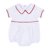 Red and White Essentials Collared Short Sleeve Bubble - Magnolia BabyBubble