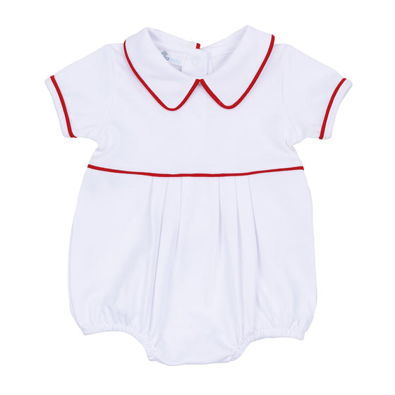Red and White Essentials Collared Short Sleeve Bubble - Magnolia BabyBubble