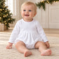Essentials Long Sleeve Boy Bubble - White with Red