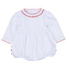 Red and White Essentials Ruffle Long Sleeve Bubble - Magnolia BabyBubble