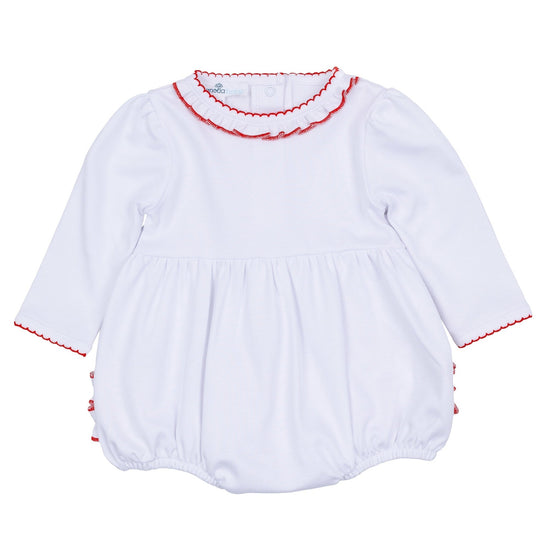 Red and White Essentials Ruffle Long Sleeve Bubble - Magnolia BabyBubble