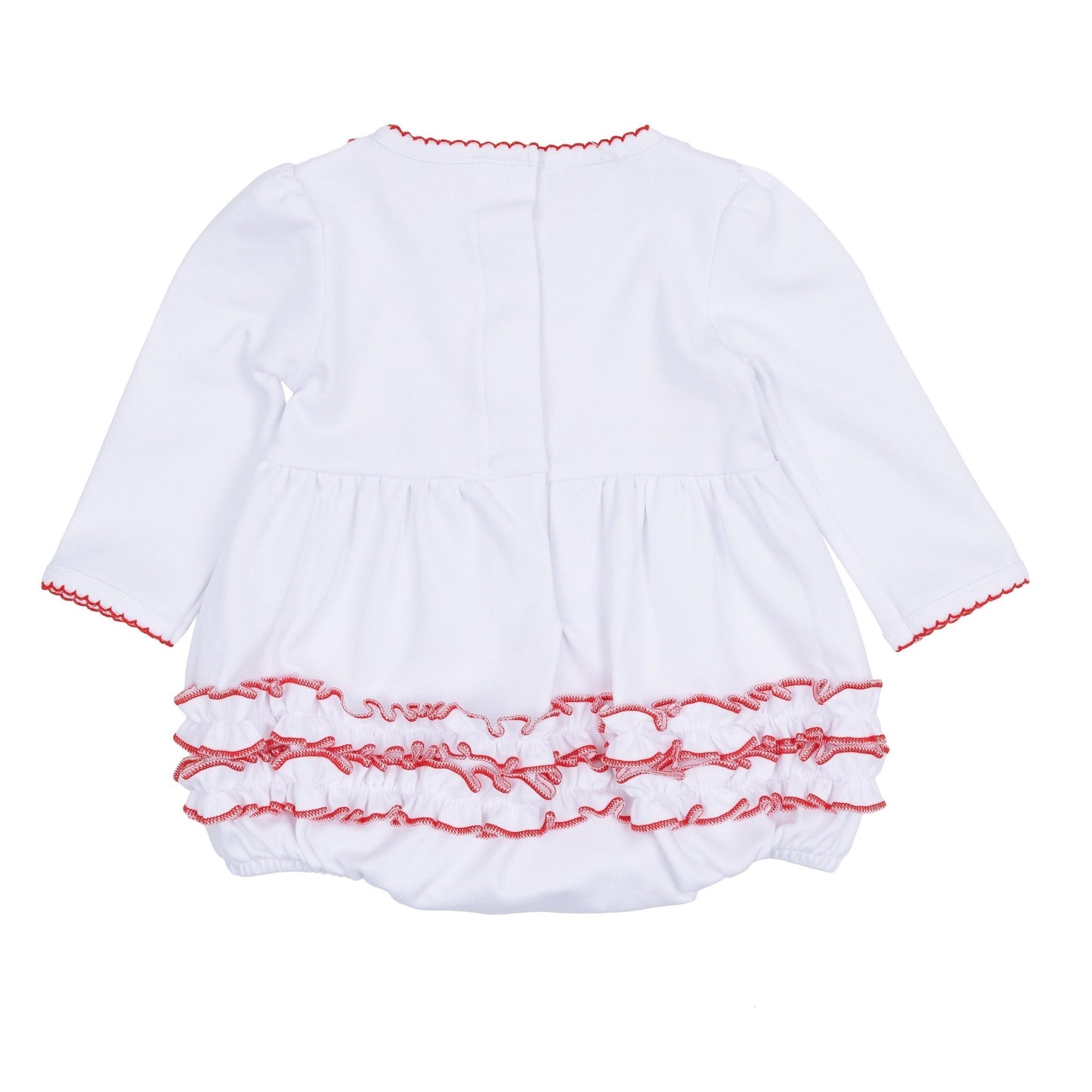 Red and White Essentials Ruffle Long Sleeve Bubble - Magnolia BabyBubble