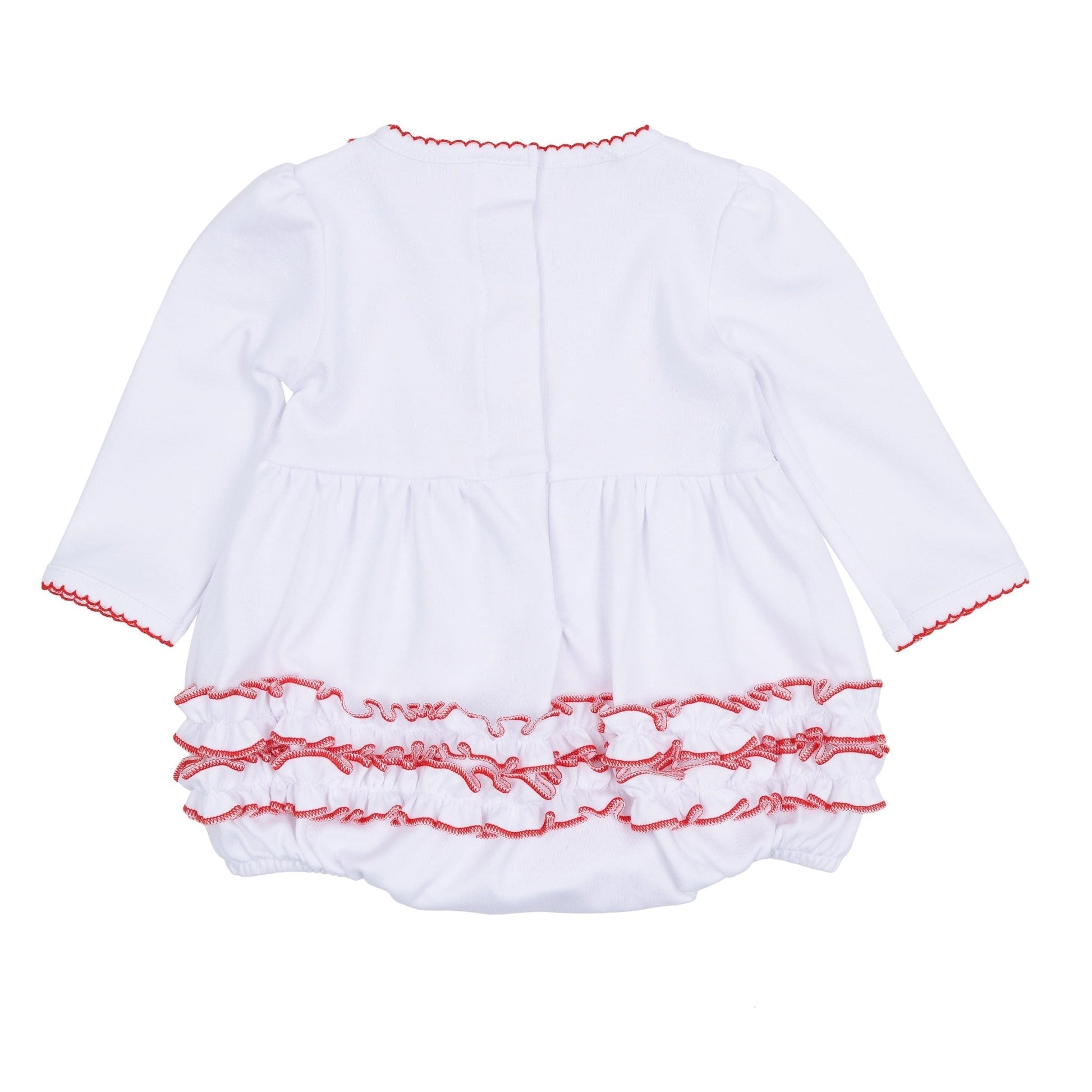 Red and White Essentials Ruffle Long Sleeve Bubble - Magnolia BabyBubble