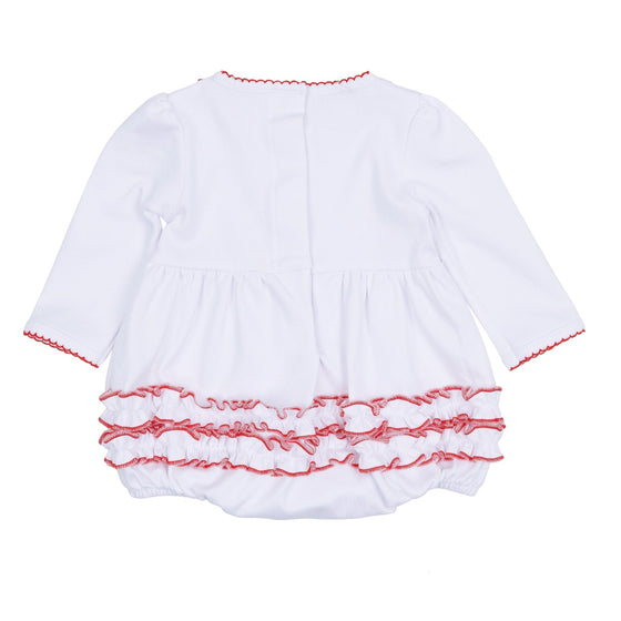 Red and White Essentials Ruffle Long Sleeve Bubble - Magnolia BabyBubble