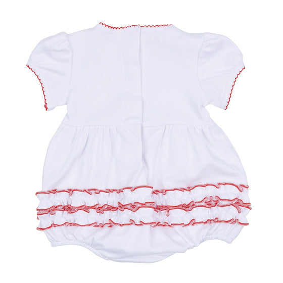 Red and White Essentials Ruffle Short Sleeve Bubble - Magnolia BabyBubble