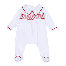  Red and White Essentials Smocked Boy Footie - Magnolia BabyFootie