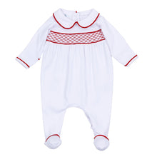  Red and White Essentials Smocked Girl Footie - Magnolia BabyFootie