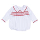 Red and White Essentials Smocked Long Sleeve Boy Bubble - Magnolia BabyBubble