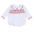 Red and White Essentials Smocked Long Sleeve Boy Bubble - Magnolia BabyBubble