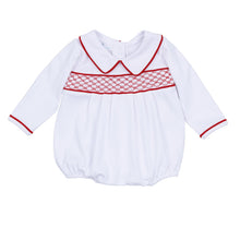  Red and White Essentials Smocked Long Sleeve Boy Bubble - Magnolia BabyBubble