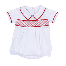  Red and White Essentials Smocked Short Sleeve Boy Bubble - Magnolia BabyBubble