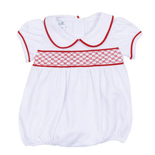  Red and White Essentials Smocked Short Sleeve Girl Bubble - Magnolia BabyBubble
