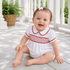 Red and White Essentials Smocked Short Sleeve Girl Bubble - Magnolia BabyBubble