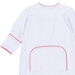 Essentials White Zip Footie with Flap - Red Trim