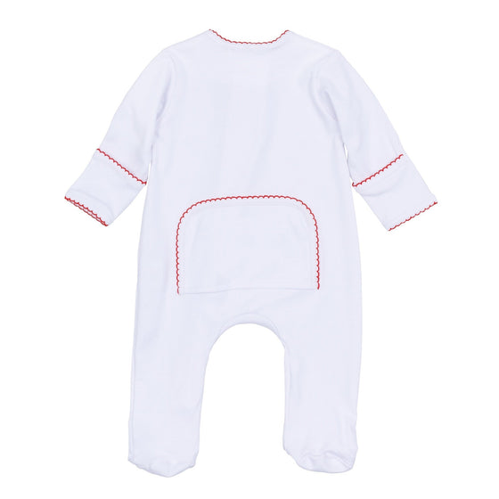 Red and White Essentials Zip Footie - Magnolia BabyFootie