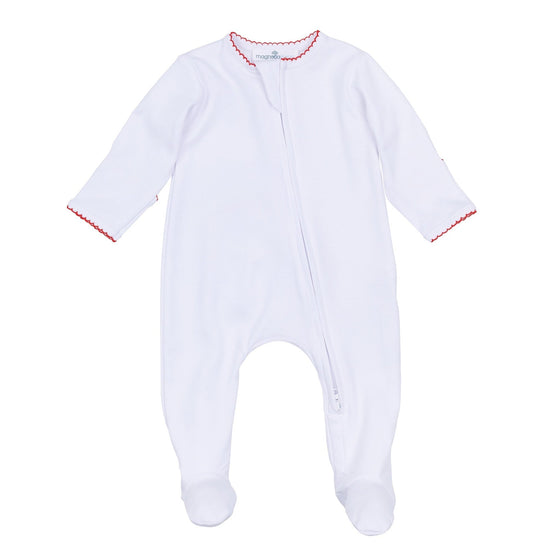 Red and White Essentials Zip Footie - Magnolia BabyFootie