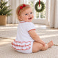 Essentials White Ruffle Short Sleeve Bubble - Red Trim