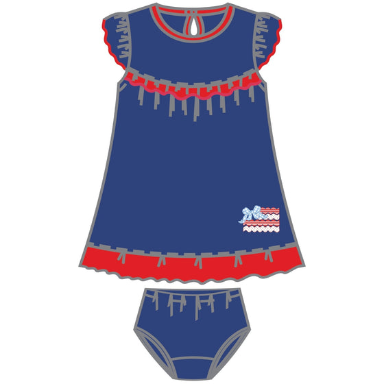 Red, White and Cute Applique Flutters Dress - Magnolia BabyDress