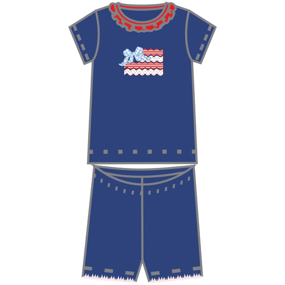 Red, White and Cute Applique Ruffle Short Pajamas - Magnolia BabyShort Pajamas