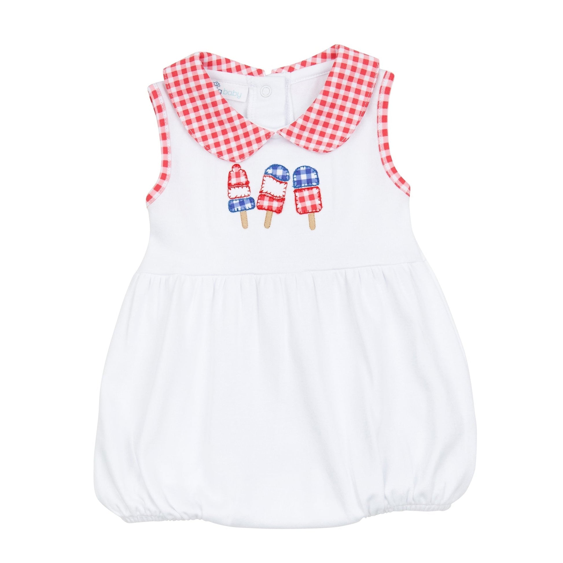 Red, White and Yum! Applique Collared Girl Bubble - Magnolia BabyBubble