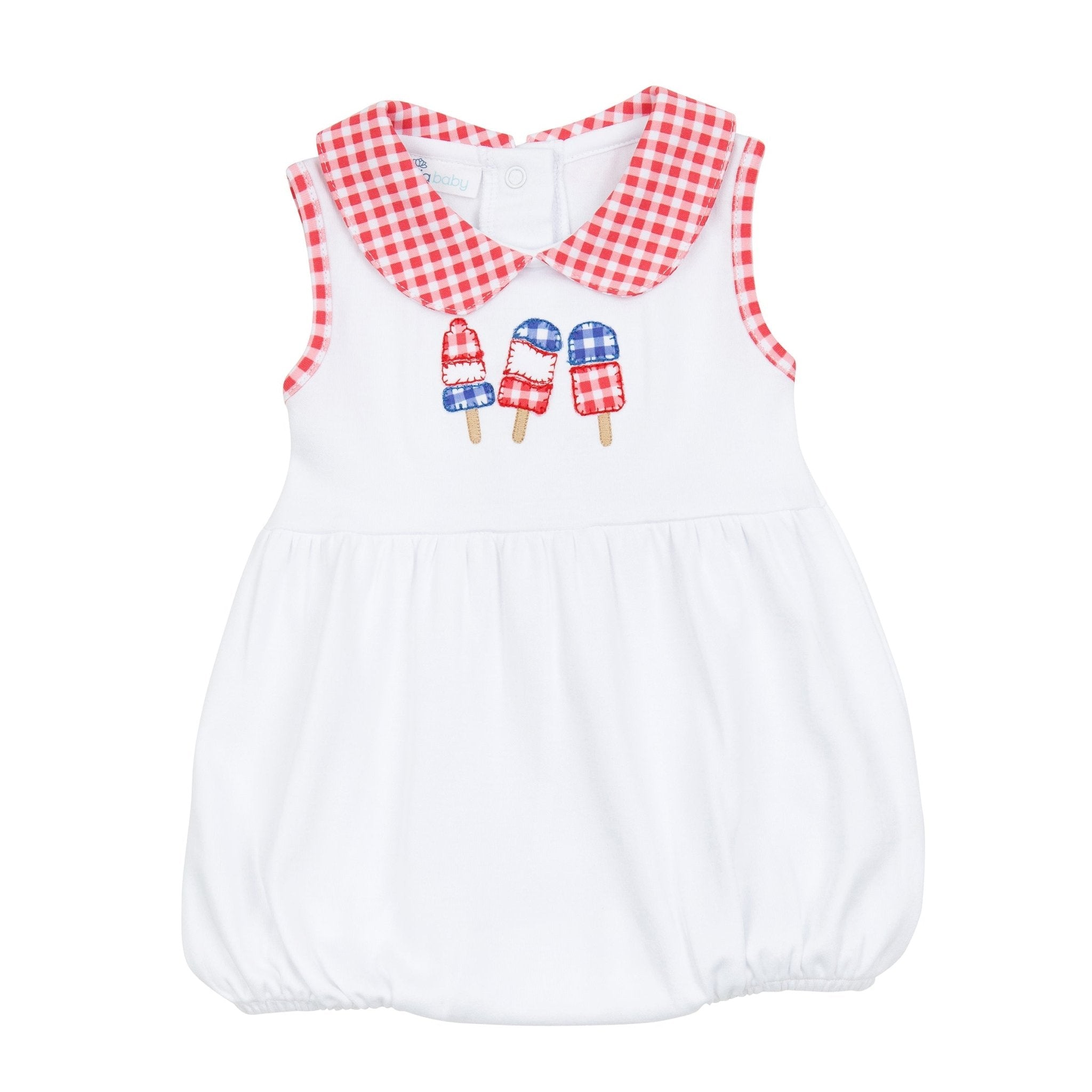 Red, White and Yum! Applique Collared Girl Bubble - Magnolia BabyBubble