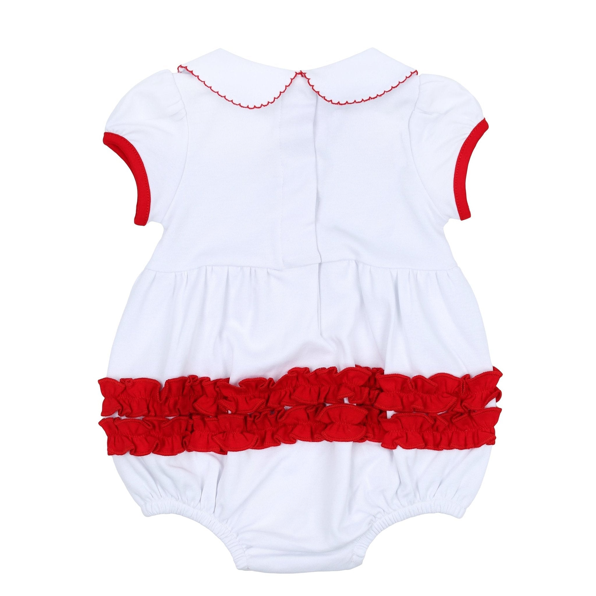Red, White & Blue! Embroidered Collared Ruffle Bubble - Magnolia BabyBubble