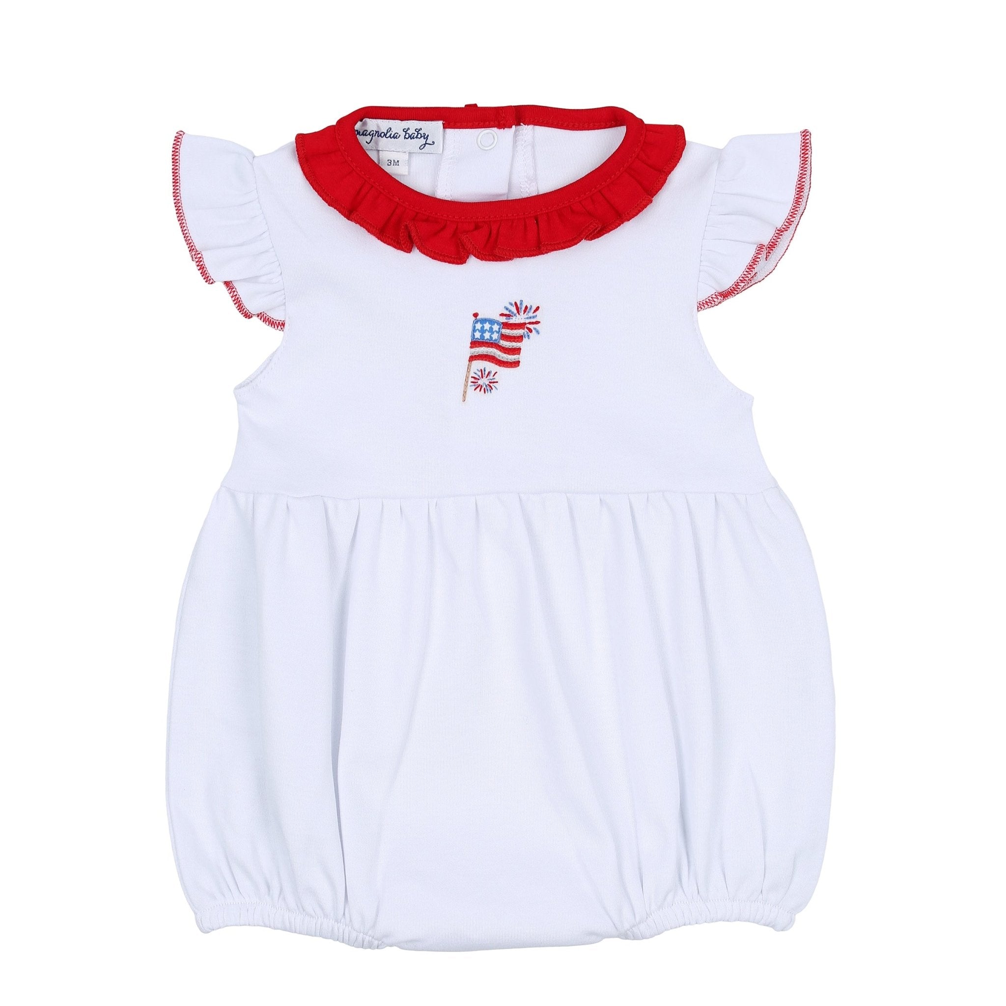 Red, White & Blue! Embroidered Flutters Bubble - Magnolia BabyBubble
