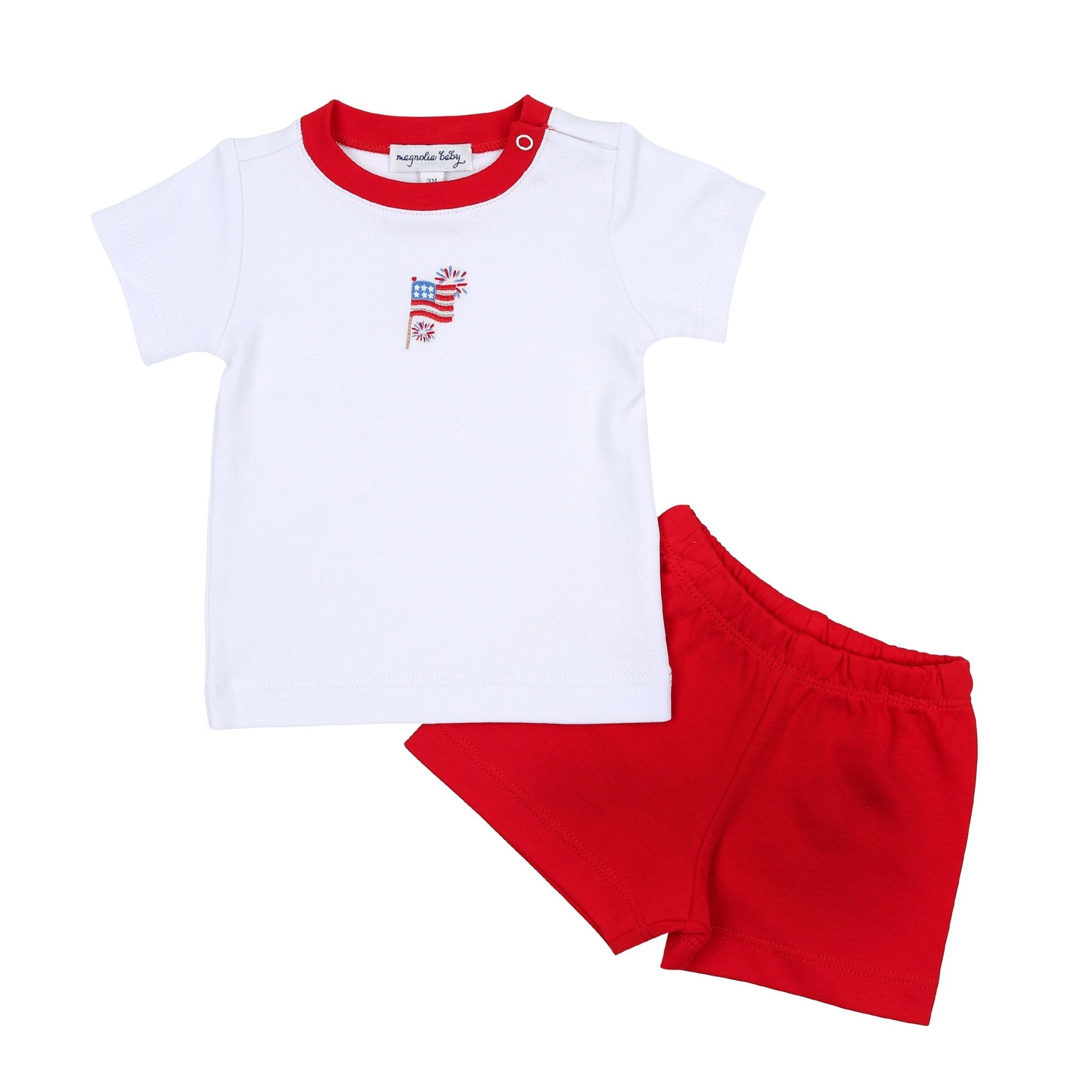 Red, White & Blue! Embroidered Short Set - Magnolia BabyShort Set