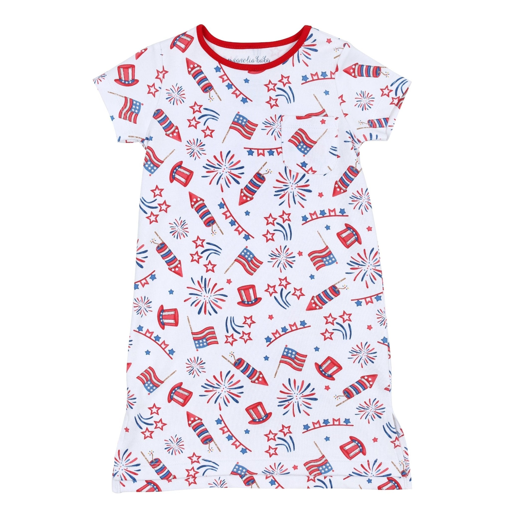 Red, White & Blue! Girl's Infant/Toddler Short Sleeve Nightdress - Magnolia BabyNightdress