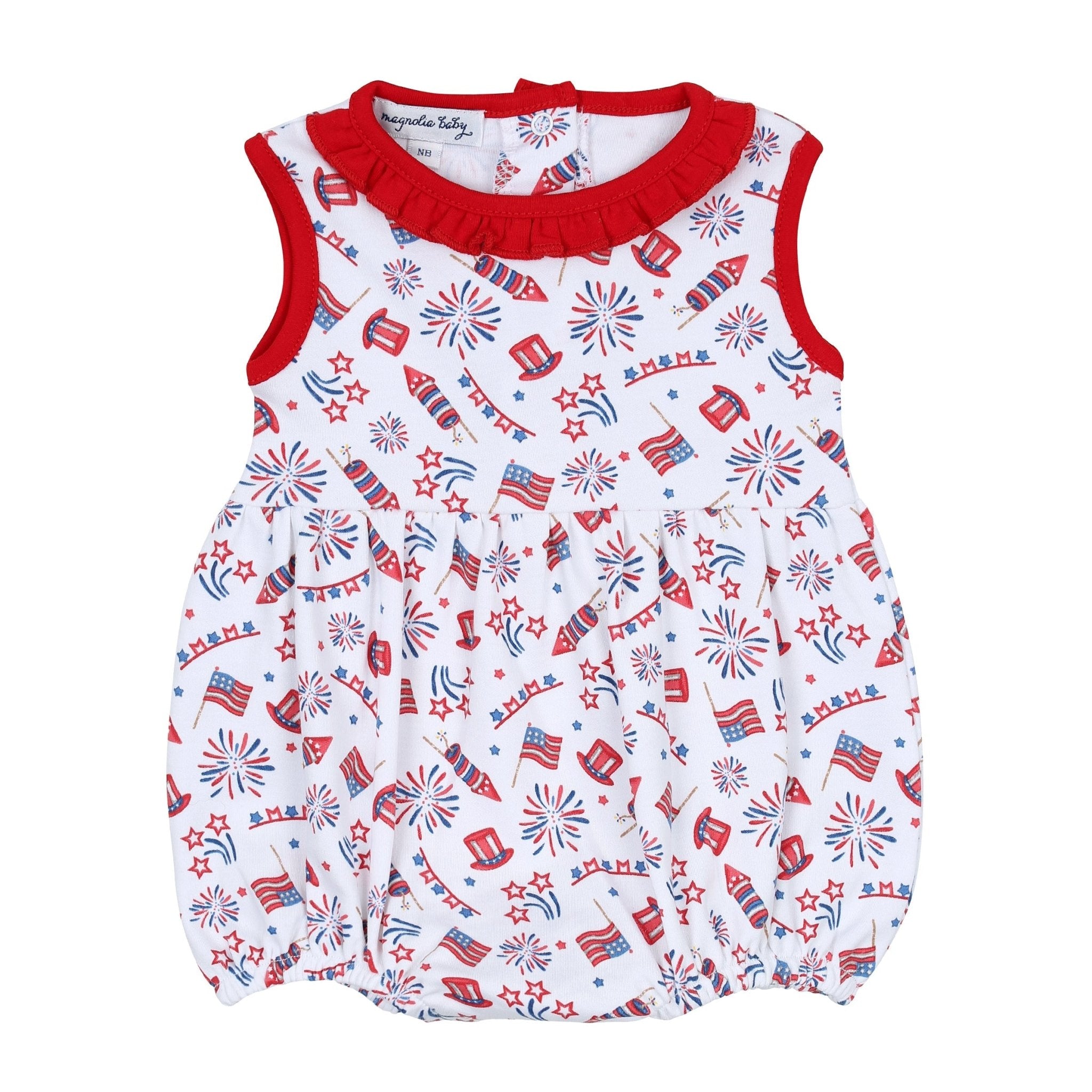 Red, White & Blue! Print Sleeveless Girl Bubble - Magnolia BabyBubble
