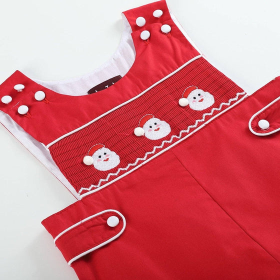 Red & White Santa Smocked Overalls - Magnolia BabyOveralls